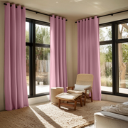 Dusty Rose Linen Grommet Curtains - Blackout Lining