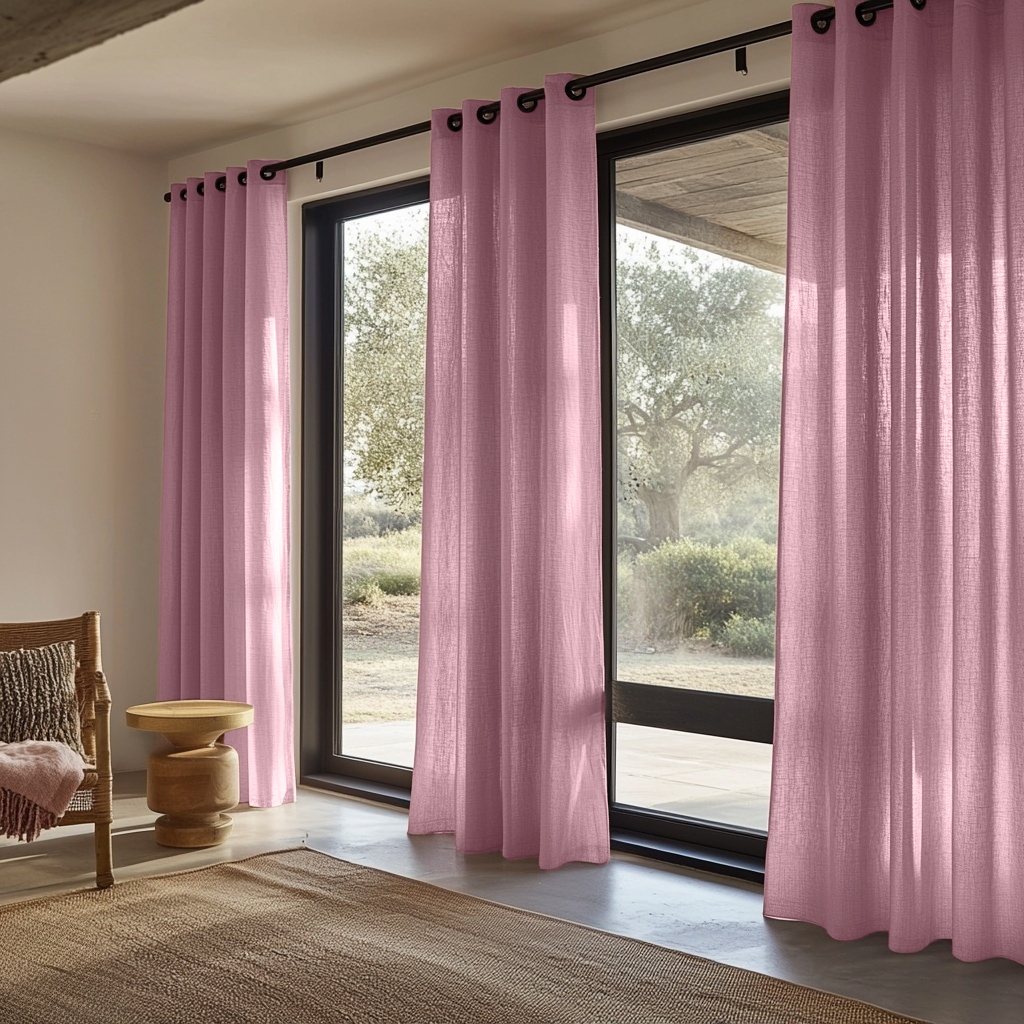 Dusty Rose Linen Grommet Curtains