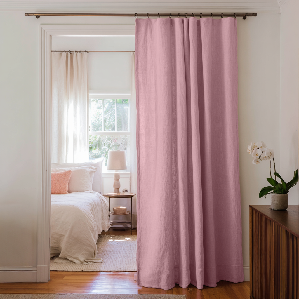 Dusty Rose Linen Multitape Doorway Curtain