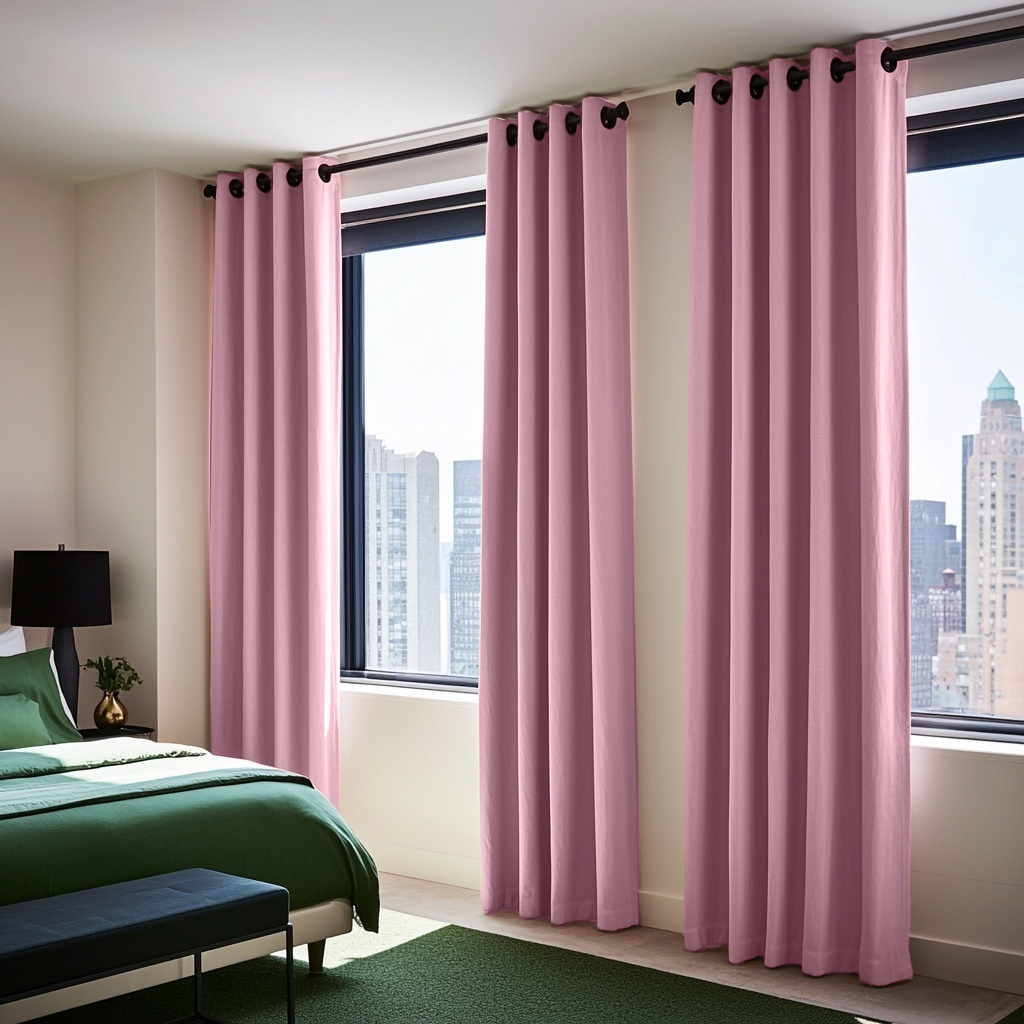 Dusty Rose Linen Thermal Grommet Curtains