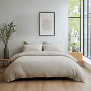 Ecru Cream Washed Heavyweight Linen Duvet Cover Set