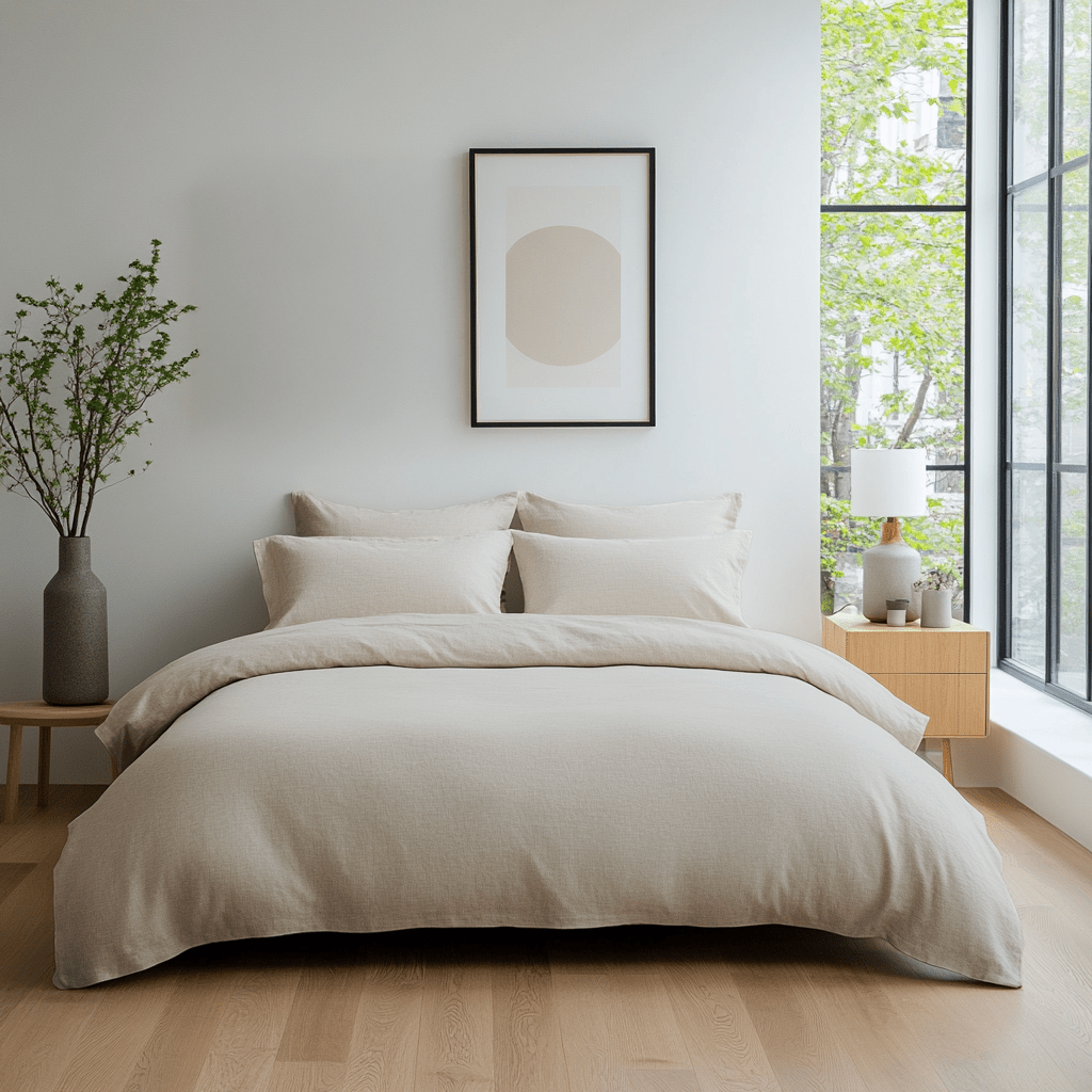 Ecru Cream Washed Heavyweight Linen Duvet Cover Set