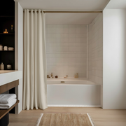 Waterproof Ecru Heavy Weight Hookless Linen Shower Curtain