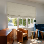 Ecru Heavy Weight Linen Relaxed Roman Shades - Blackout Lining