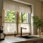 Ecru Heavy Weight Linen Cafe Curtains Valance Set