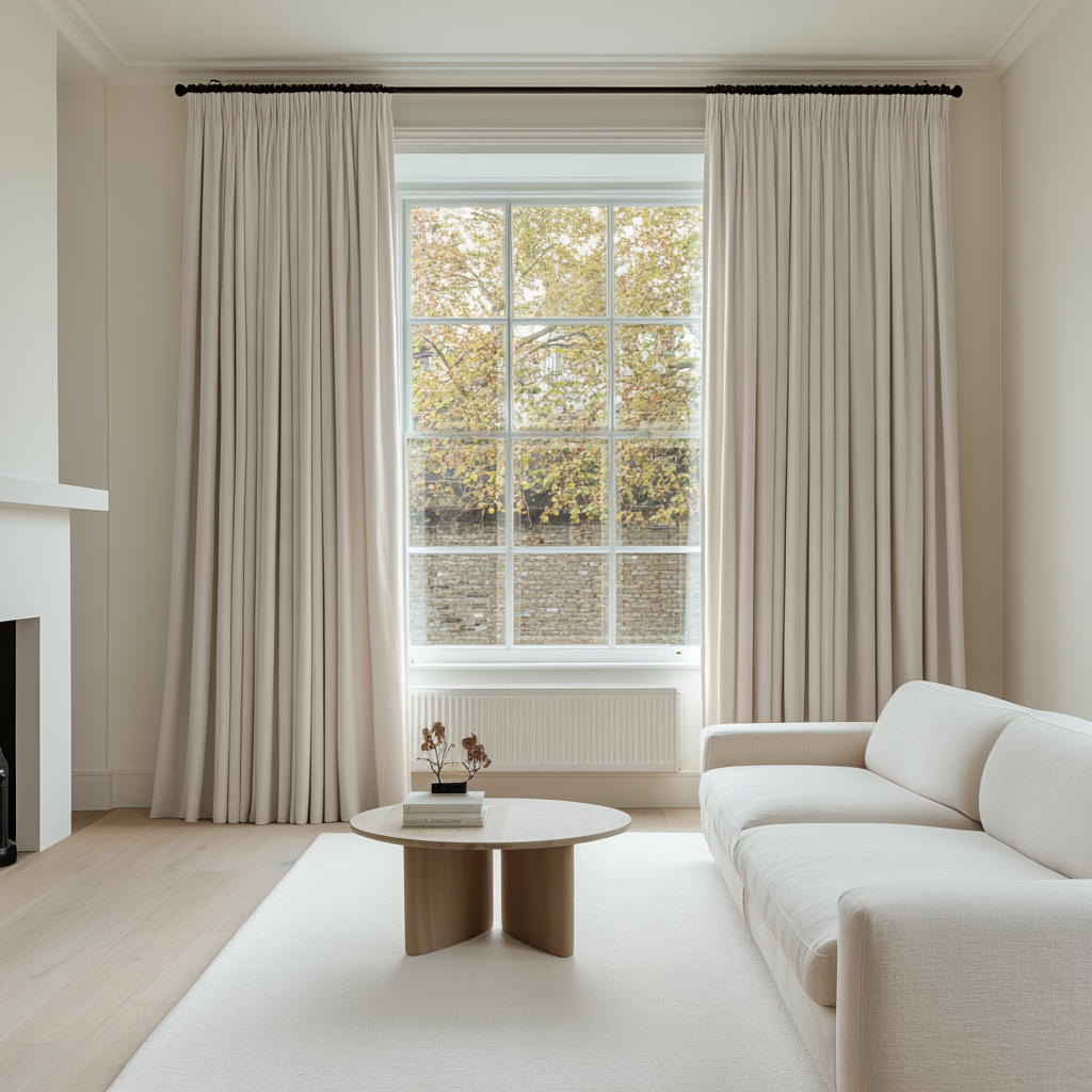 Ecru Heavy Weight Linen Pencil Pleat Curtains - Cotton Lining
