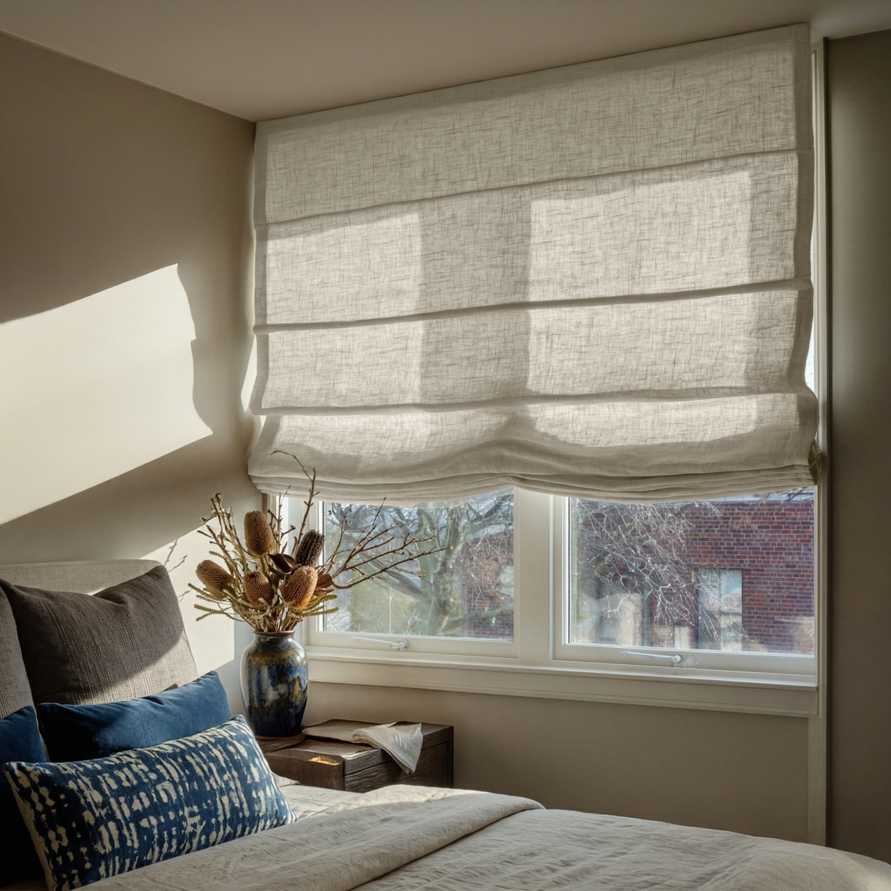 Ecru Heavy Weight Linen Relaxed Roman Shade