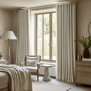 Ecru Heavy Weight Linen Thermal Curtains with Multitape