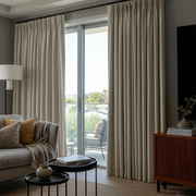 Ecru Heavy Weight Linen Thermal Pencil Pleat Curtains