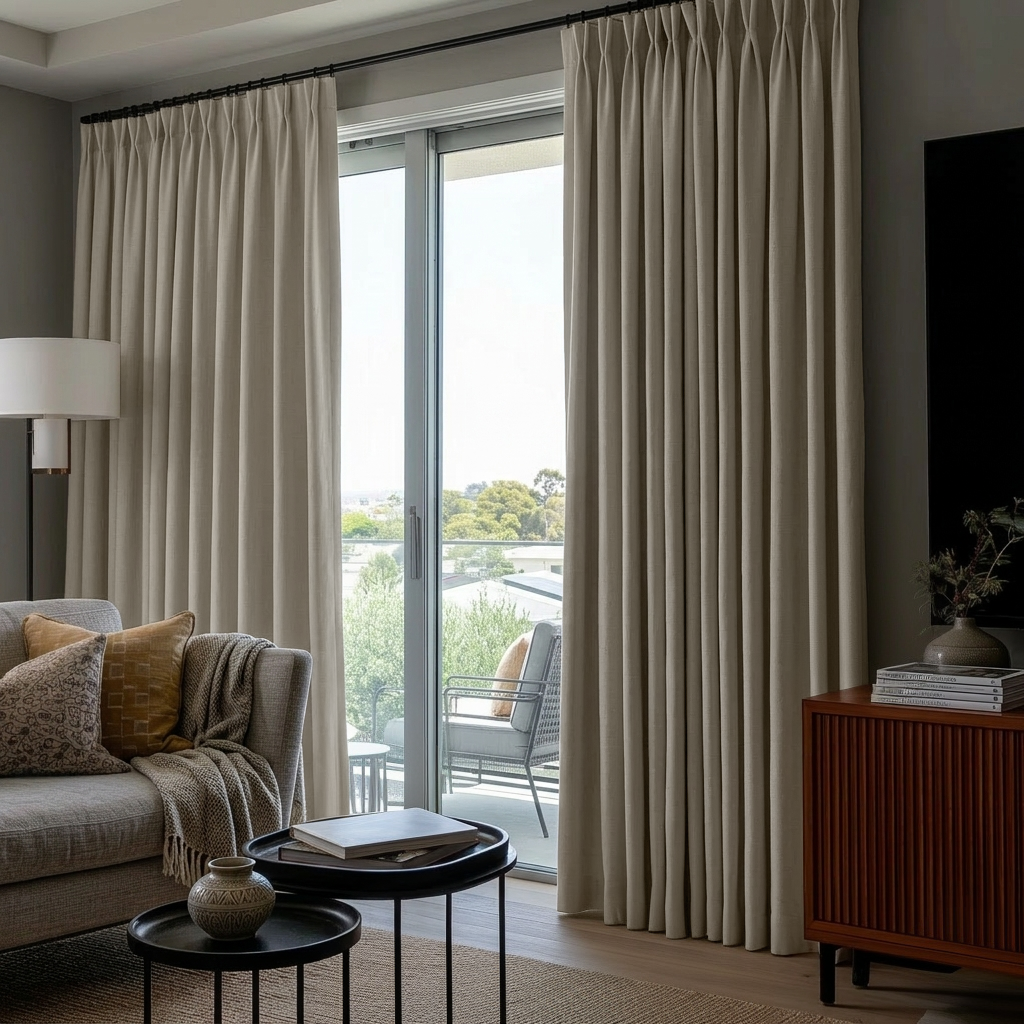 Ecru Heavy Weight Linen Thermal Pencil Pleat Curtains