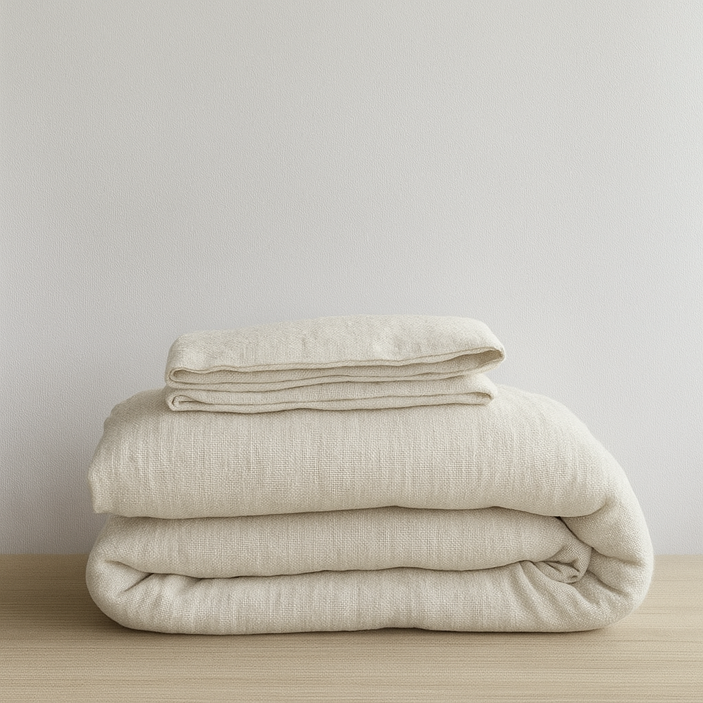 Ecru Cream Washed Heavyweight Linen Duvet Cover Set