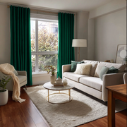 Emerald Green Velvet Back Tab Blackout Curtains