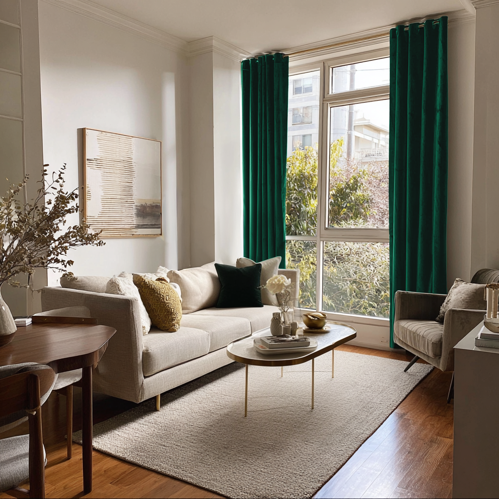 Emerald Green Velvet Grommet Blackout Curtains