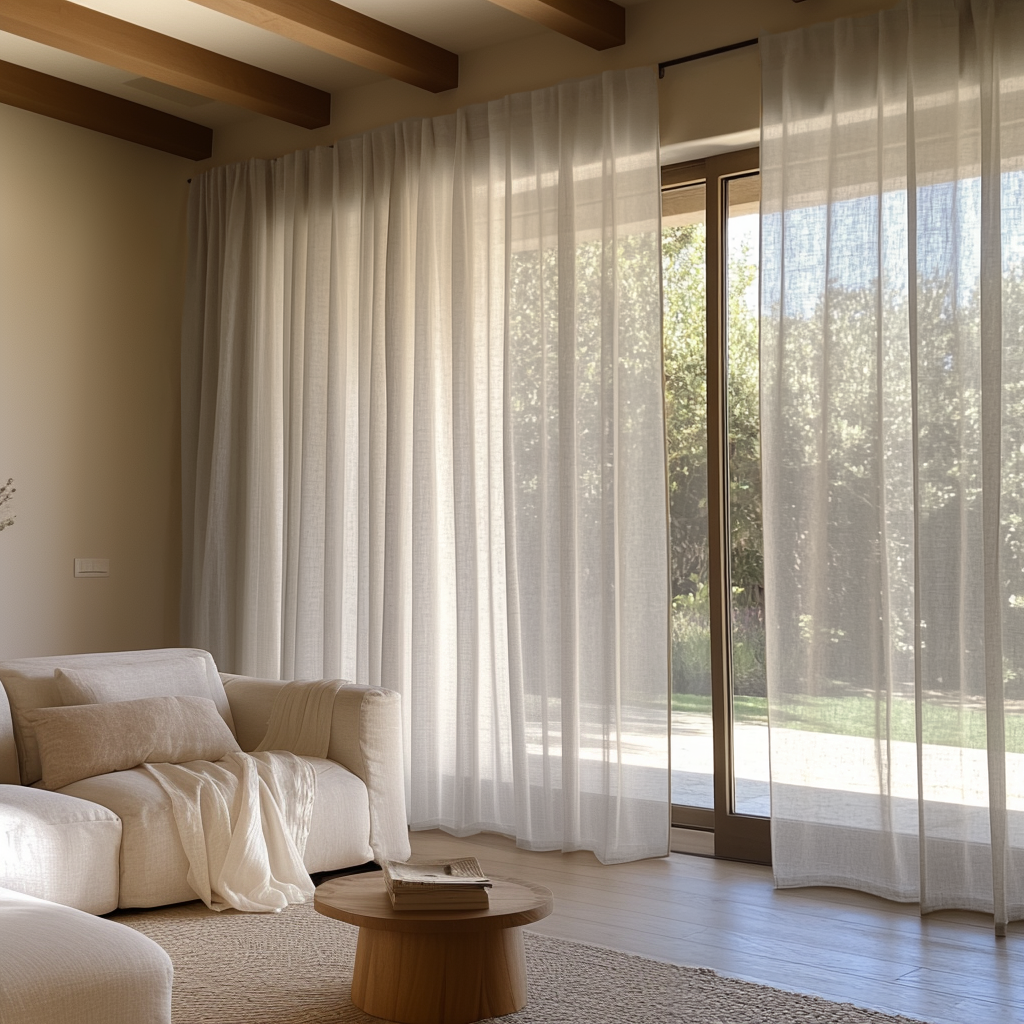 Extra Wide Sheer Natural Linen Curtains With Back Tabs