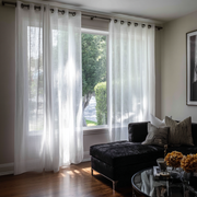 Extra Wide Grommet Sheer Off-White Linen Curtains 