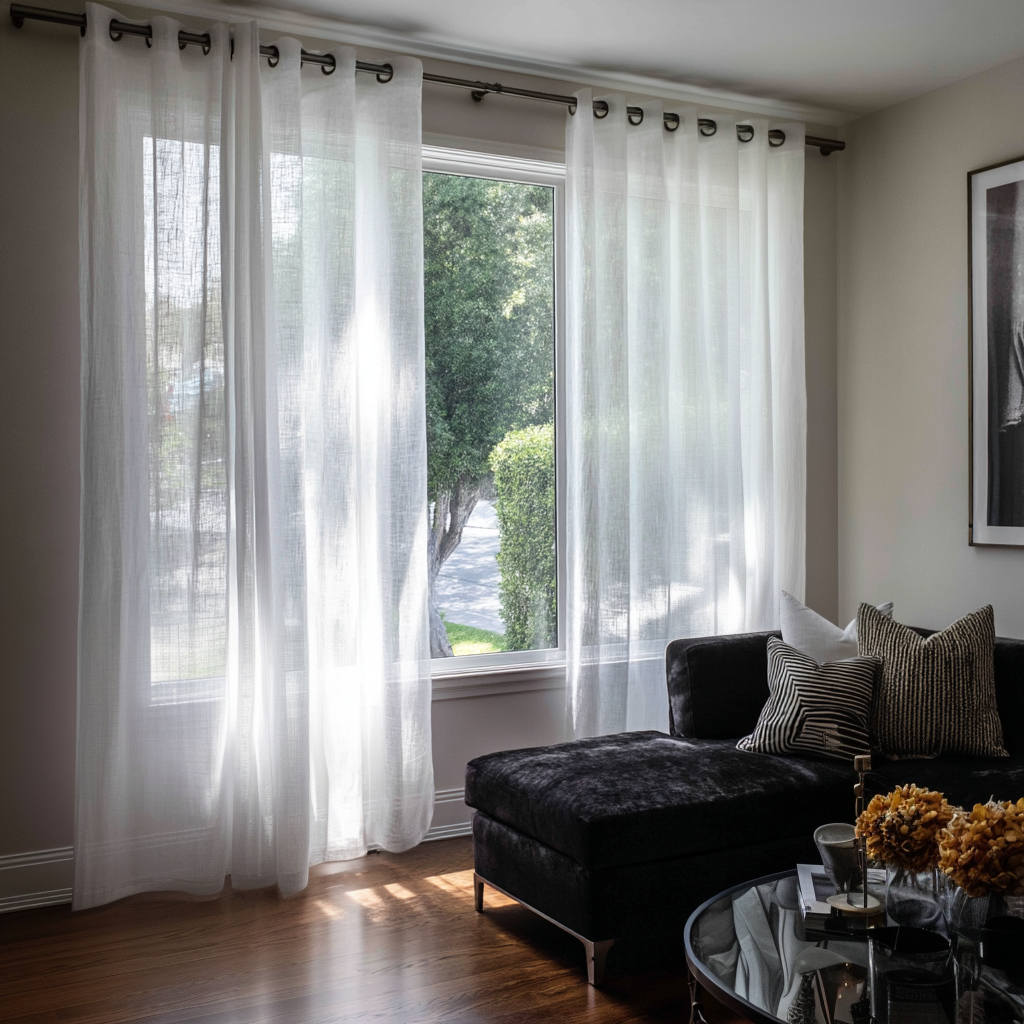 Extra Wide Grommet Sheer Off-White Linen Curtains 