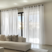 Extra Wide Grommet Sheer White Linen Curtains 