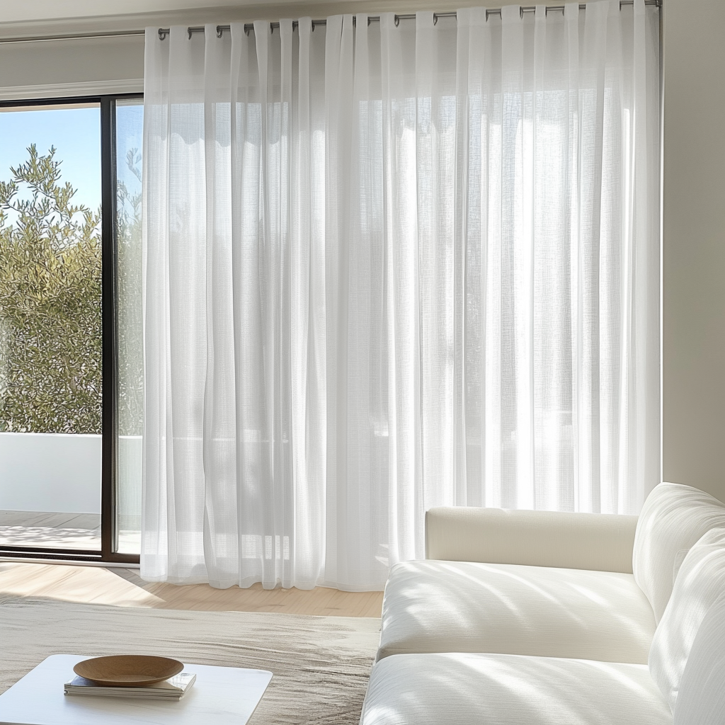 Extra Wide Grommet Sheer White Linen Curtains 