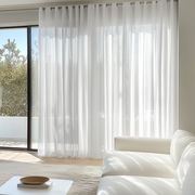 Extra Wide Grommet Sheer White Linen Curtains 
