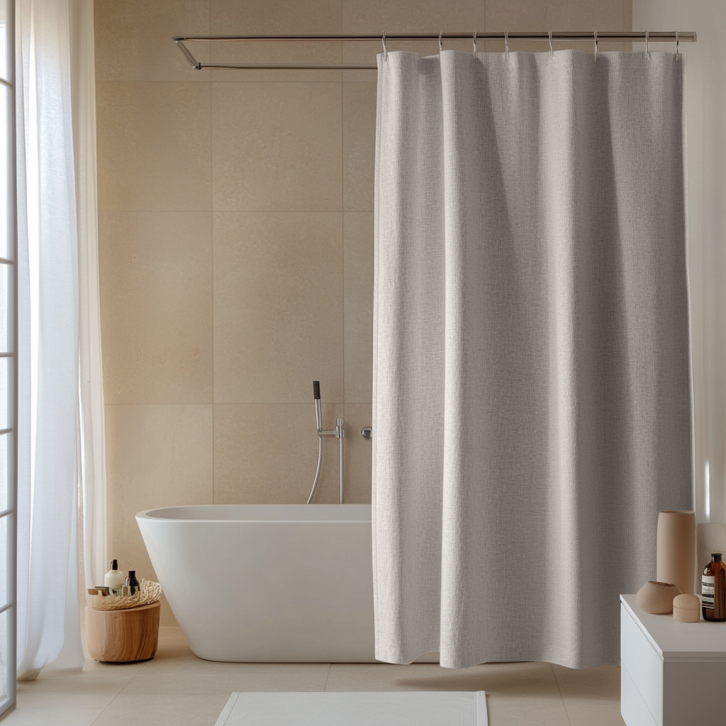 Extra Wide Linen Shower Curtain