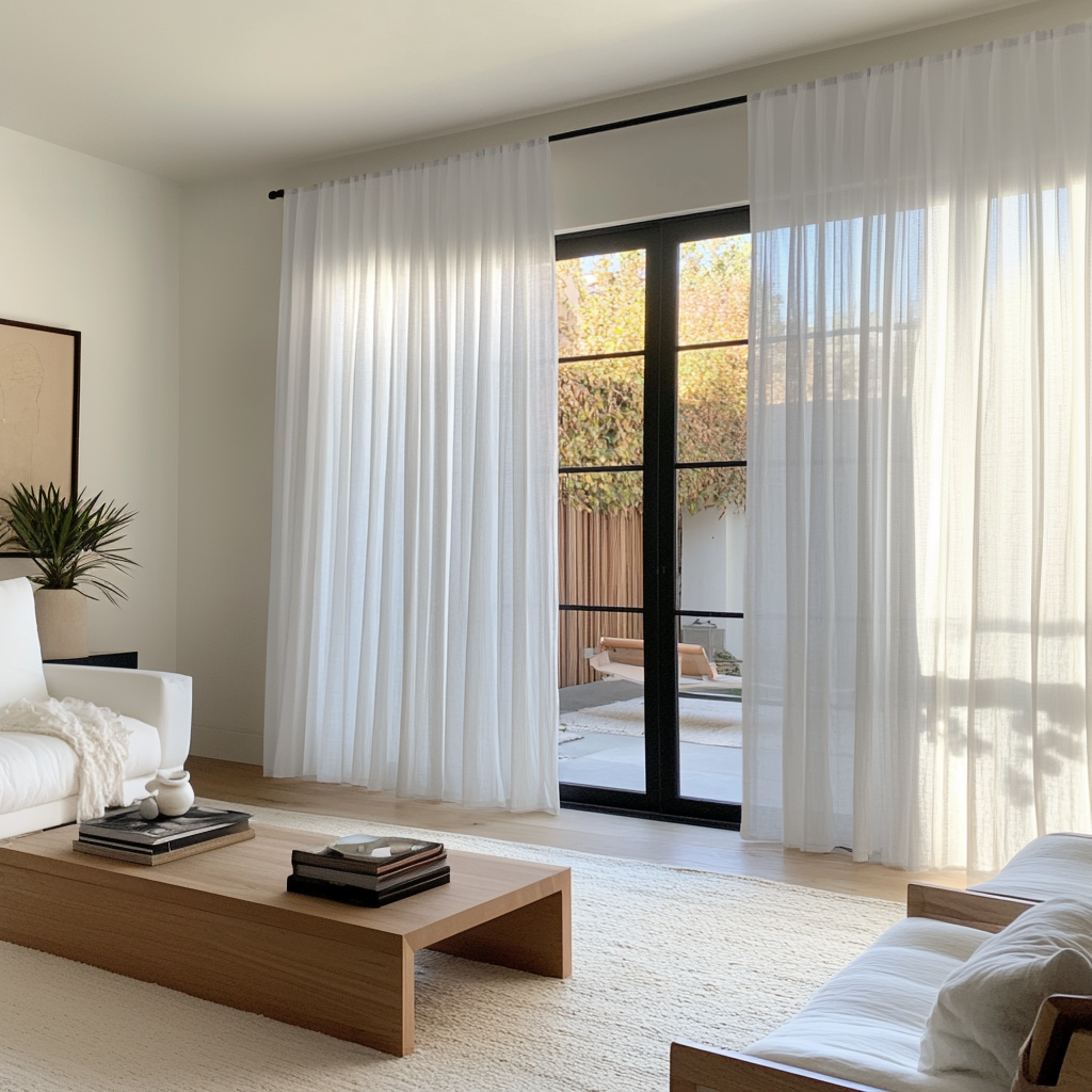 Extra Wide Sheer White Linen Curtains With Back Tabs