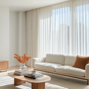 Extra Wide Sheer Off-White Linen Curtains
