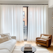 Extra Wide Sheer Off-White Linen Curtains