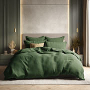 Forest Green Luxury Linen Duvet Cover