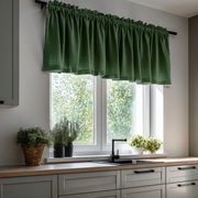 Forest Green Linen Kitchen Valance - Blackout Lining