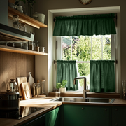 Forest Green Linen Cafe Curtains Valance Set
