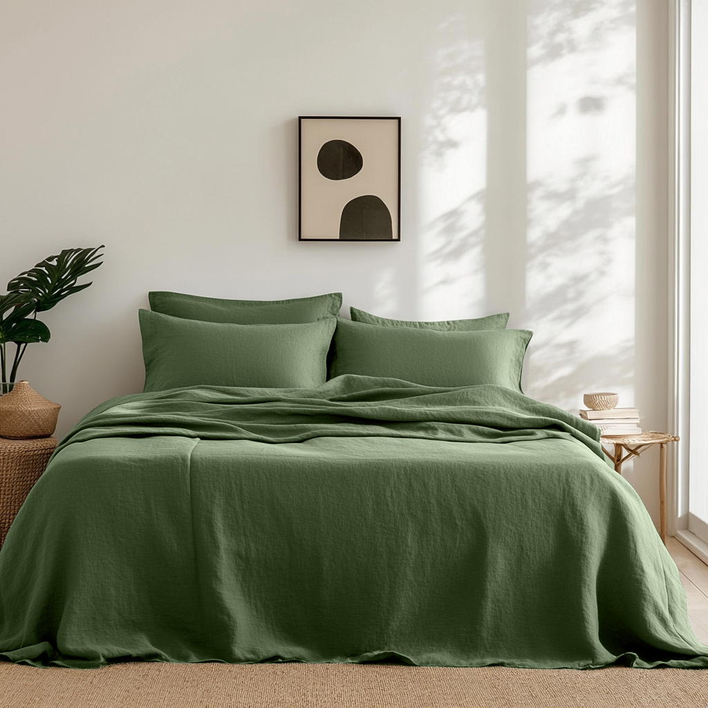 Forest Green Linen Flat Sheet