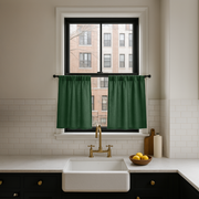 Forest Green Linen Kitchen Cafe Curtains