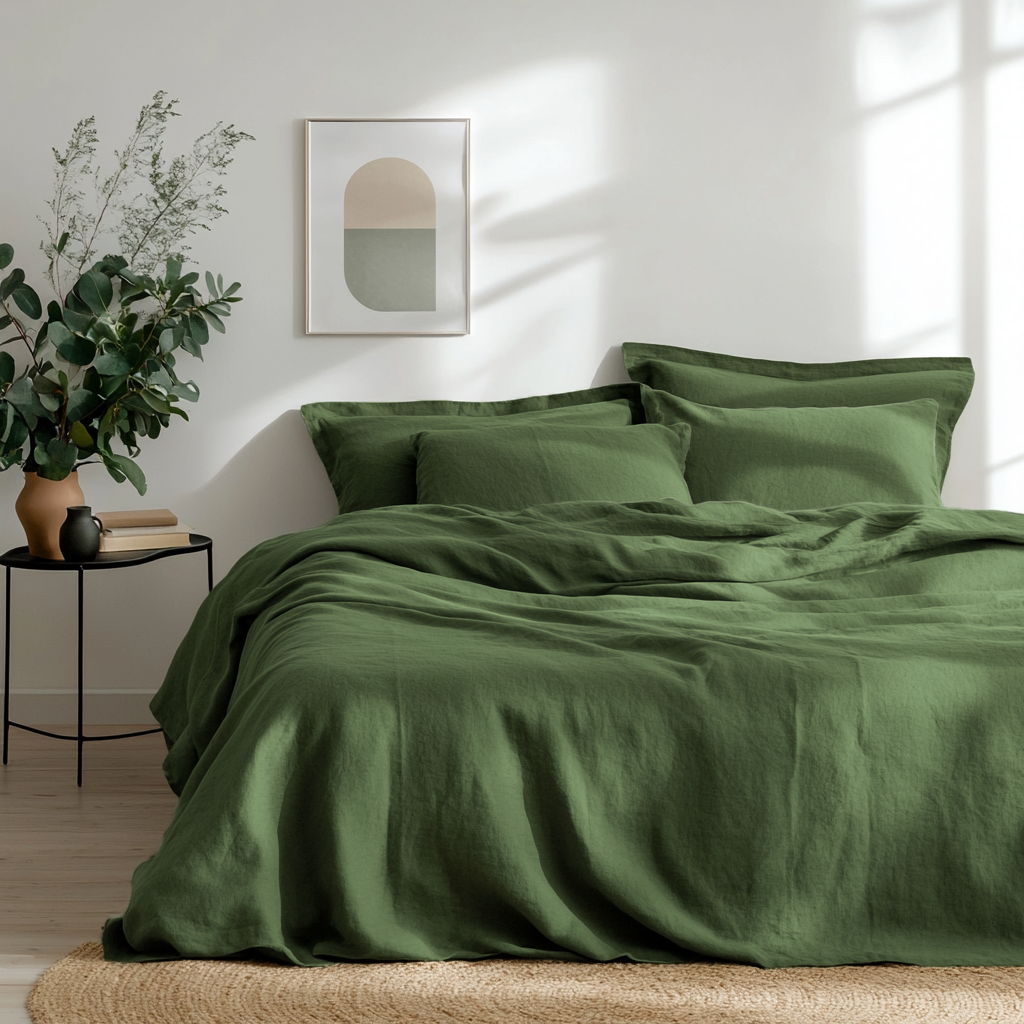Linen Forest Green Top Sheet