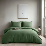 Forest Green Linen Duvet Cover Set  