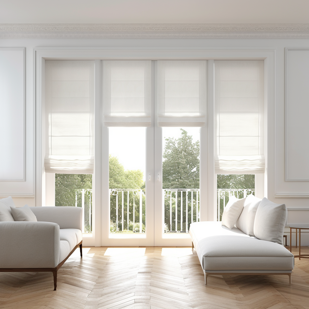 Off-White French Door Roman Shades