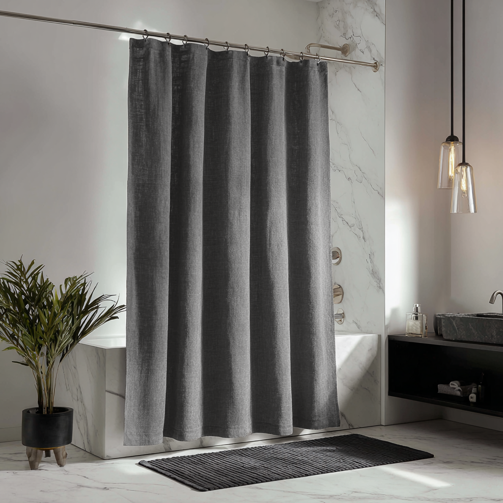 Dim Grey Linen Shower Curtain