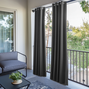 Grey Triple-Weave Outdoor Blackout Balcony Curtains with Metal Grommets