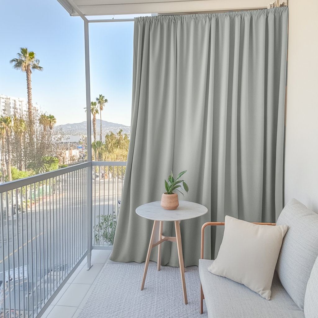 Grey Waterproof and Windproof Outdoor Balcony Curtains