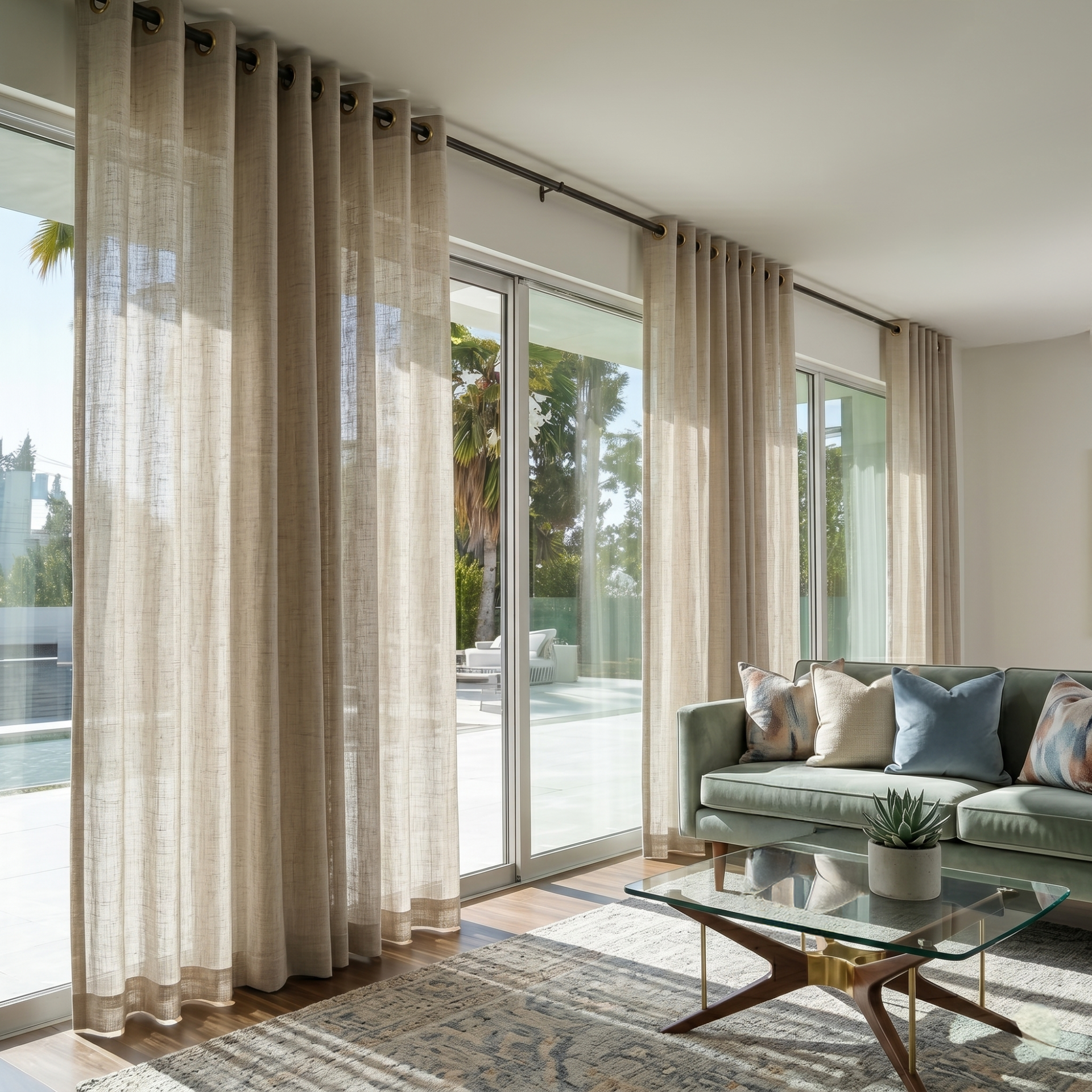 Natural Sheer Linen Grommet Curtains