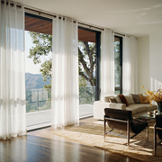 Off-White Sheer Linen Grommet Curtains