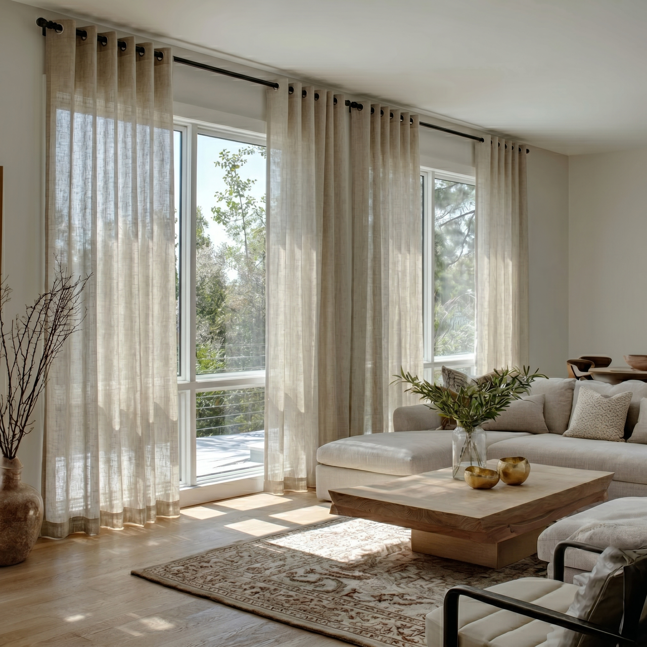 Natural Sheer Linen Grommet Curtains