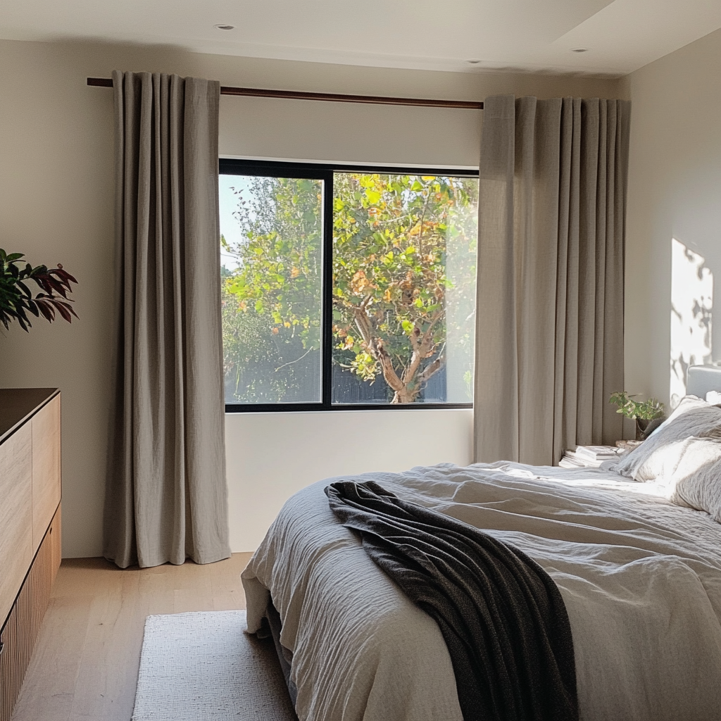 Natural Beige Bedroom Curtains