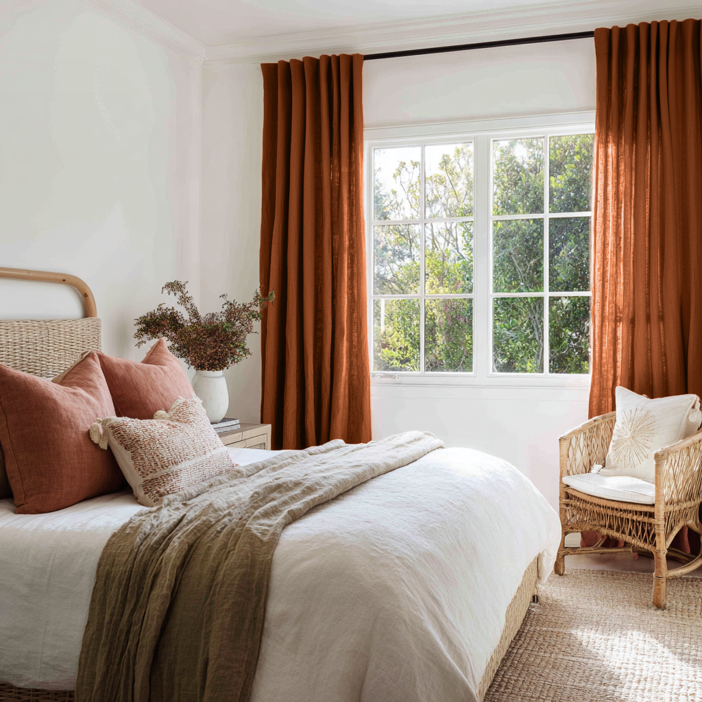 Clay Heavy Weight Linen Back Tab Curtain