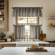 Natural Heavy Weight Linen Cafe Curtains Valance Set