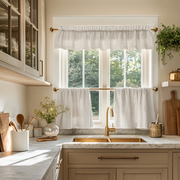 Off-White Heavy Weight Linen Cafe Curtains Valance Set