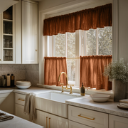 Terracotta Heavy Weight Linen Cafe Curtains Valance Set