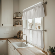 Off-White Heavy Weight Linen Cafe Curtains Valance Set