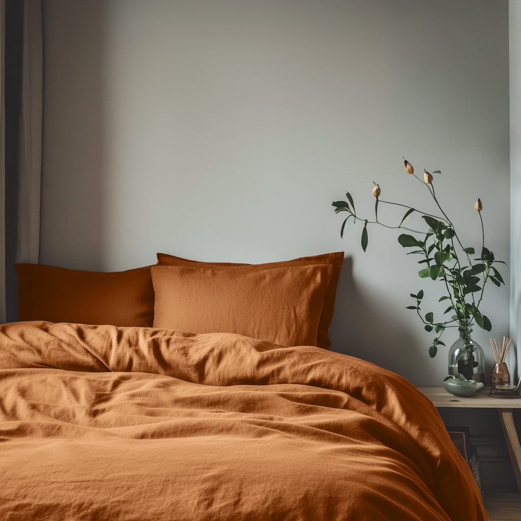 Terracotta Heavy Weight Linen Duvet Cover