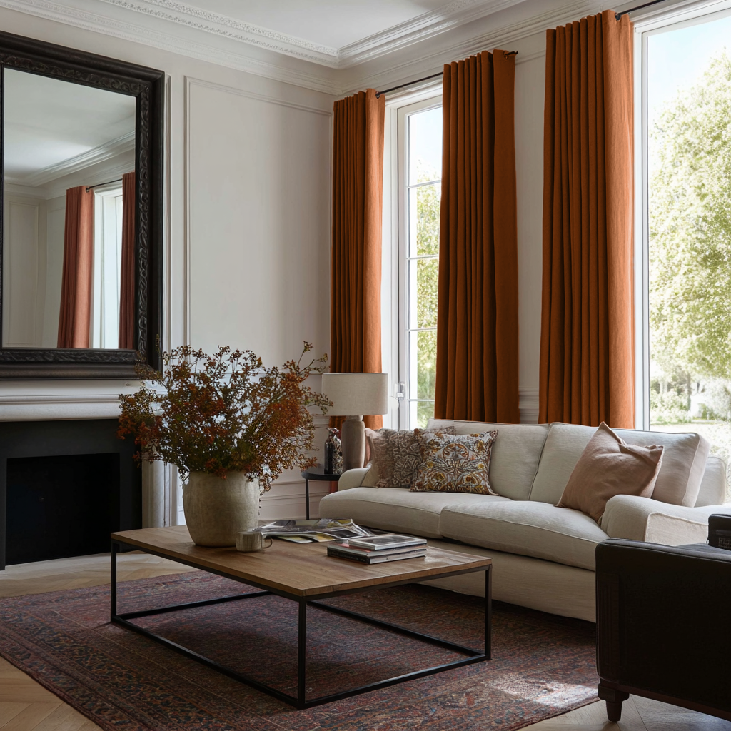 Terracotta Heavy Weight Linen Grommet Blackout Curtain