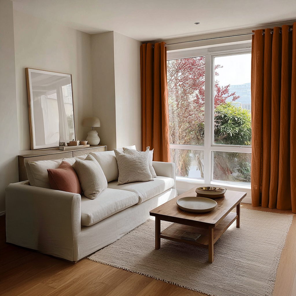 Terracotta Heavy Weight Linen Grommet Curtain